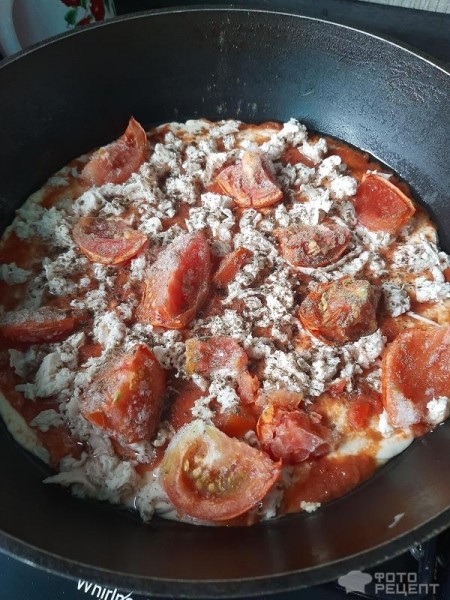 Рецепт: Пицца за 15 минут на сковороде - На кефире и майонезе